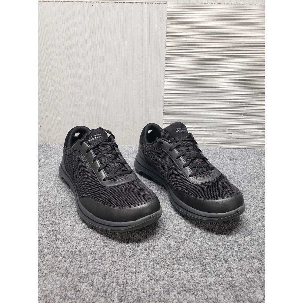 Skechers Go Walk Men Sneakers 11.5 Black Lace Up Round Toe Comfort‎ Logo Casual